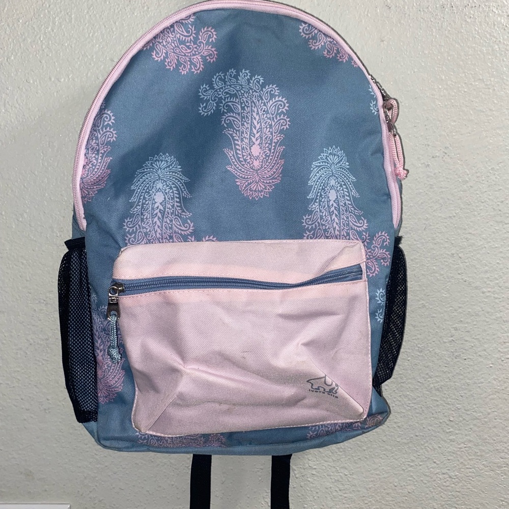Ivory Ella Laptop Backpack Lovey Paisley Print Slate Blue and Pink 17" NWT